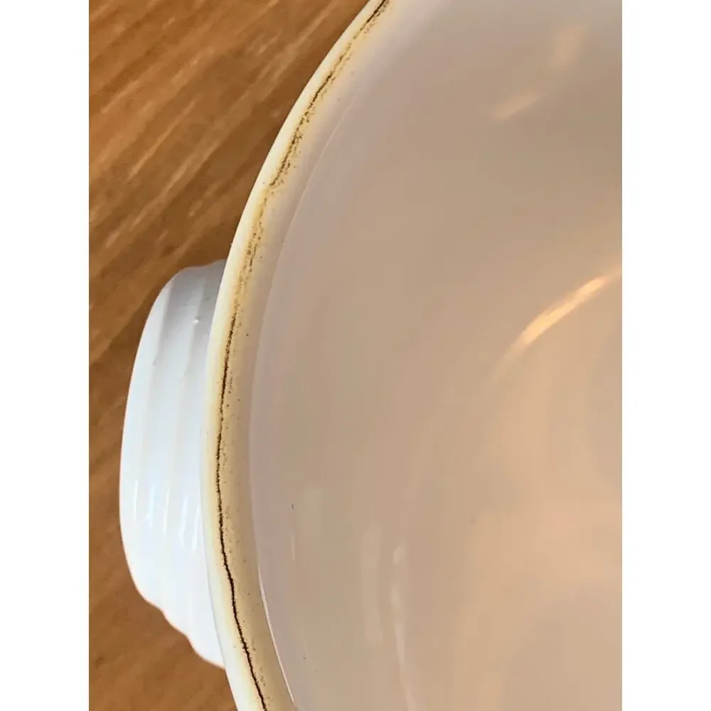 Sur La Table Round Covered Baking Dish White Serving Dish Soup 6
